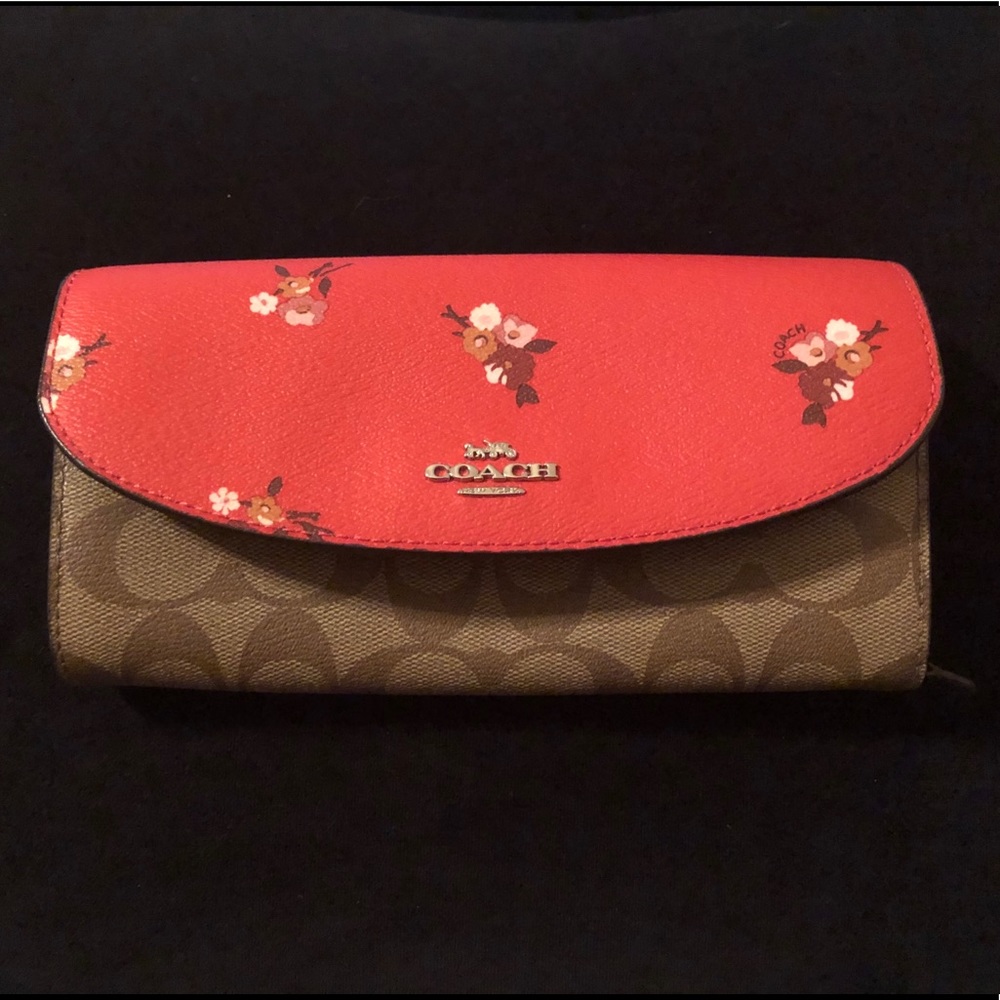Coach Soft Wallet with Rose Print